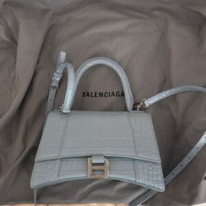 Balenciaga Blue Croc-Effect Hourglass small Crossbody Bag
